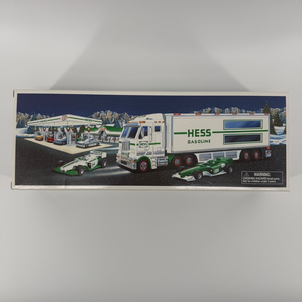 Vintage 2003 Hess Toy Truck and Racecars New Original Box MINT Unused CLEAN